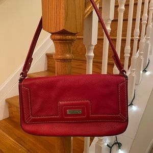 Kate SPADE Vintage Andover Shino Red Pebbled Leather Stitching Shoulder Bag